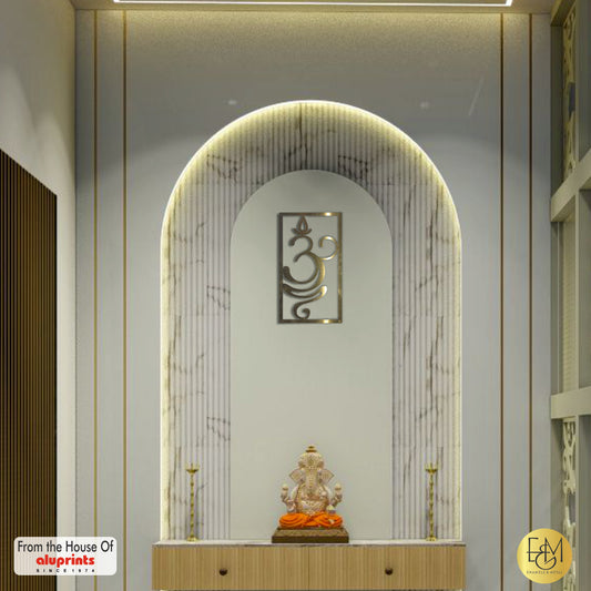 Divine Union — Om & Diya Metal Wall Panel