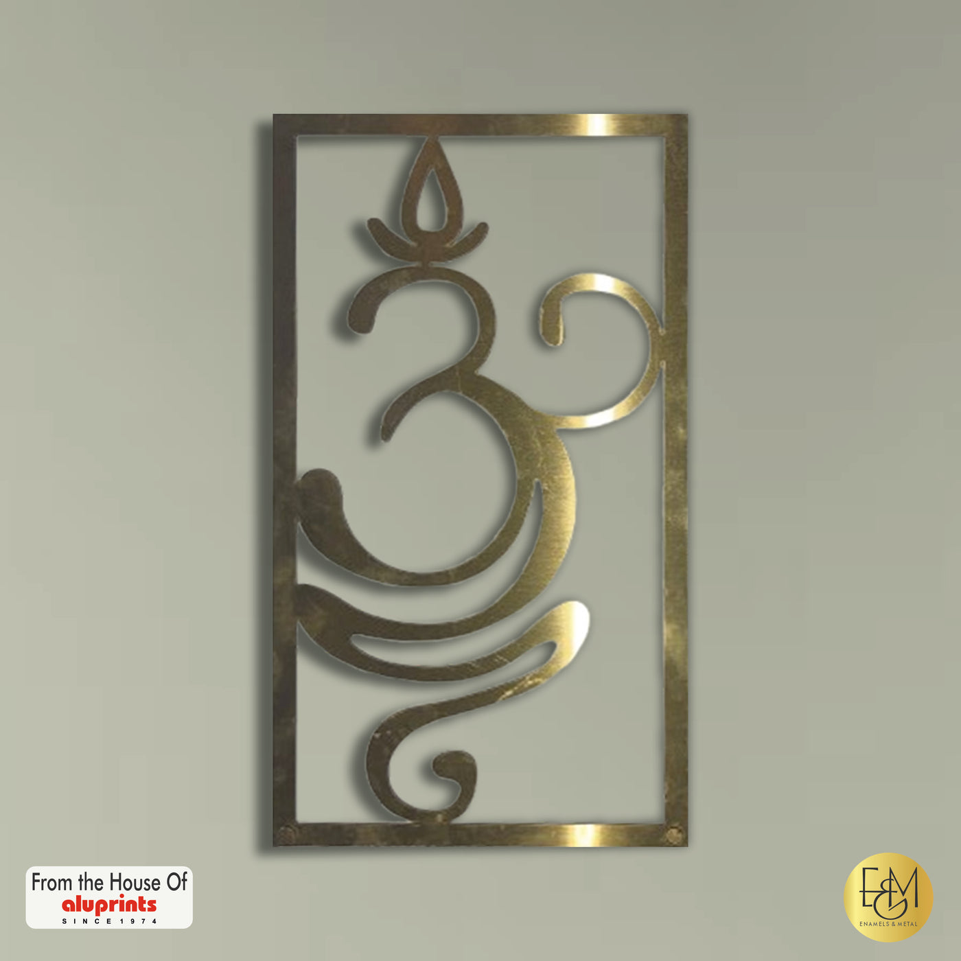 Divine Union — Om & Diya Metal Wall Panel