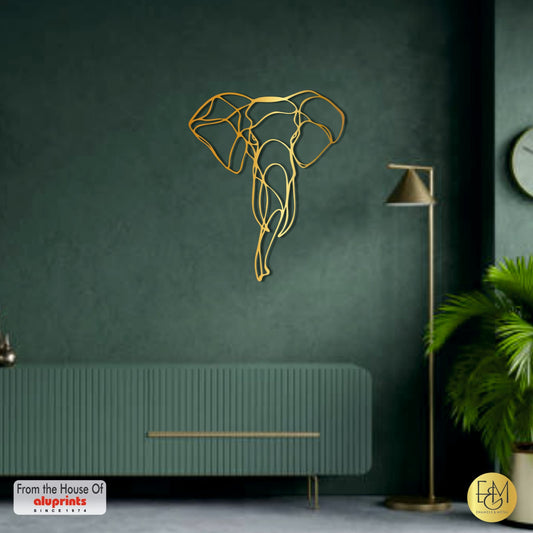 Elephant Line Art — Laser-Cut Metal Wall Art · Draft