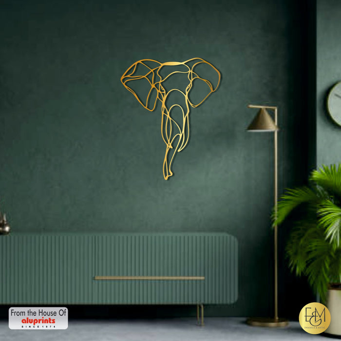 Elephant Line Art — Laser-Cut Metal Wall Art